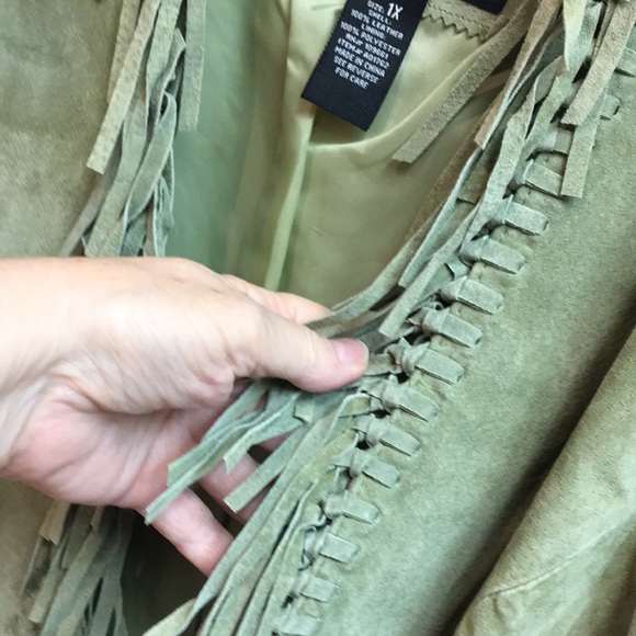 Honeydew Melon Suede Fringe Jacket - Picture 5 of 8